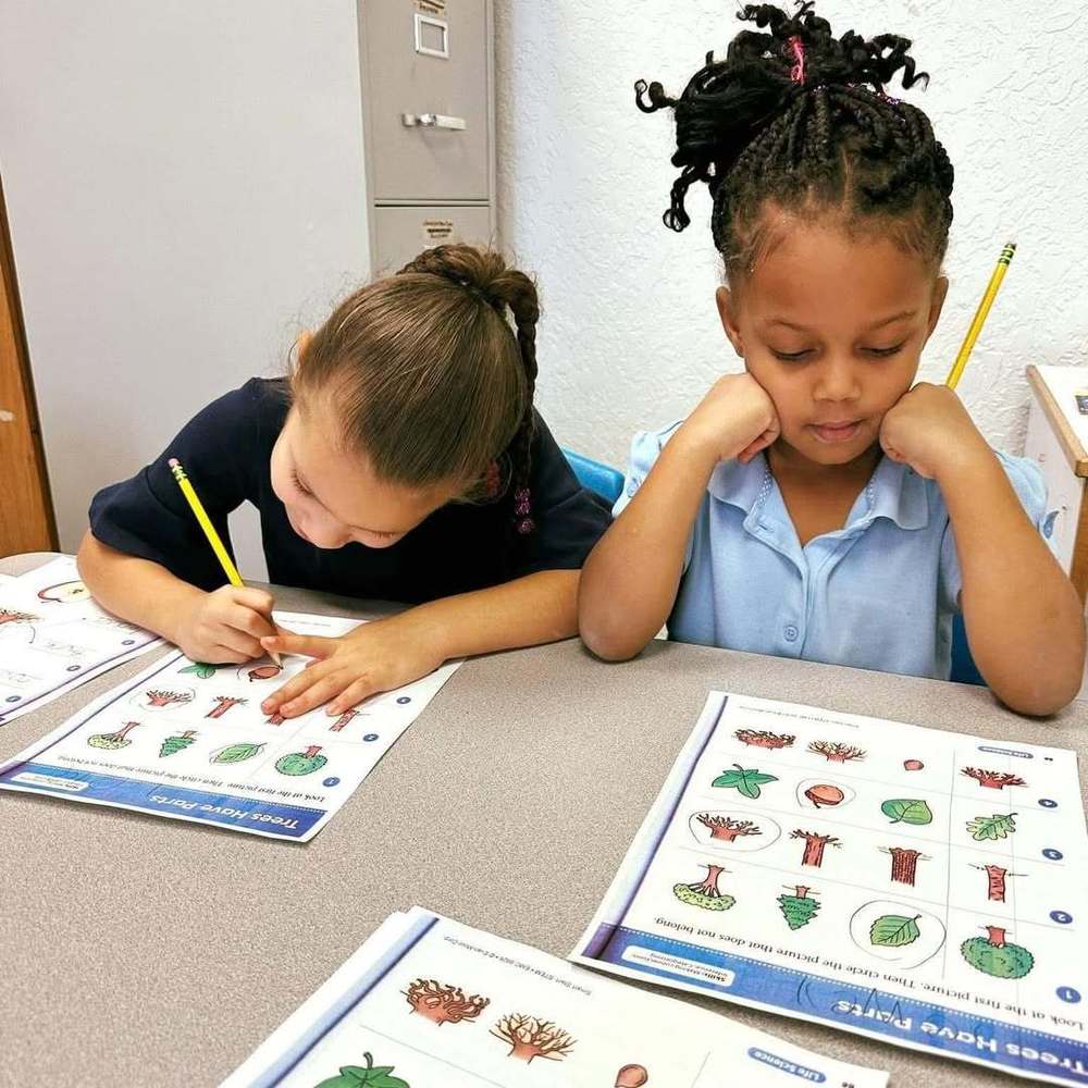 kids working on worksheets