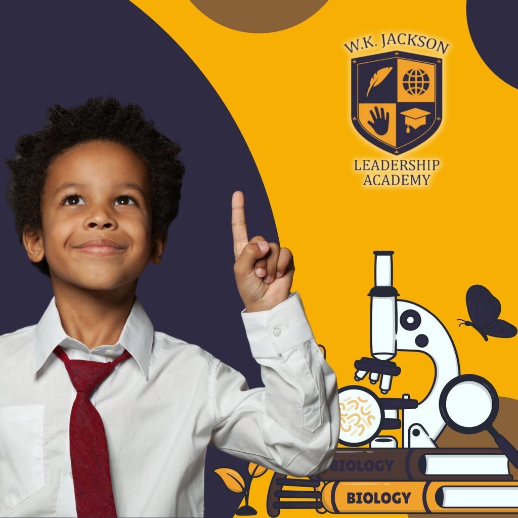 kid pointing up standing nexto microscope