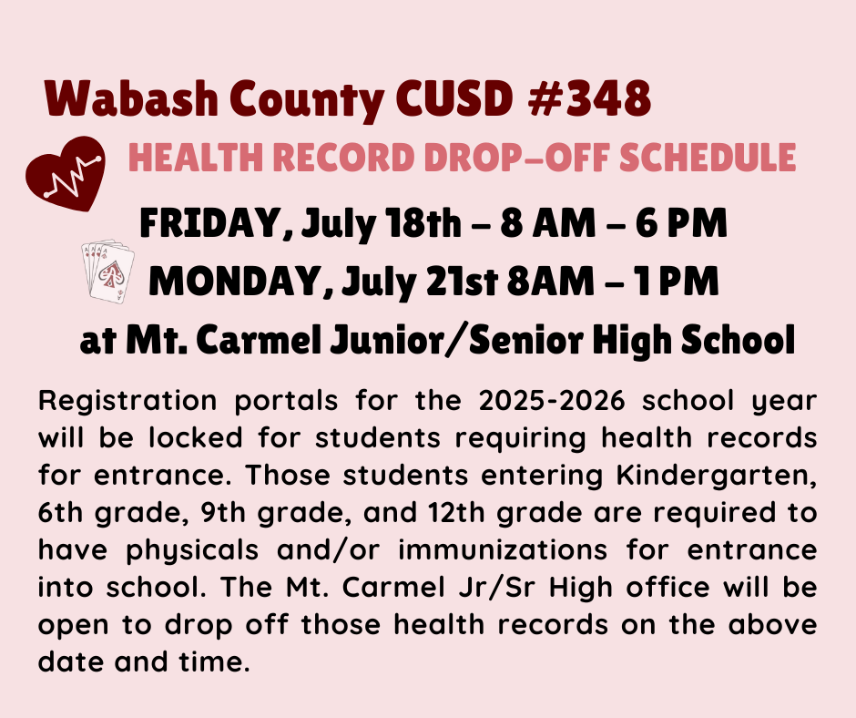 Health records drop off schedule