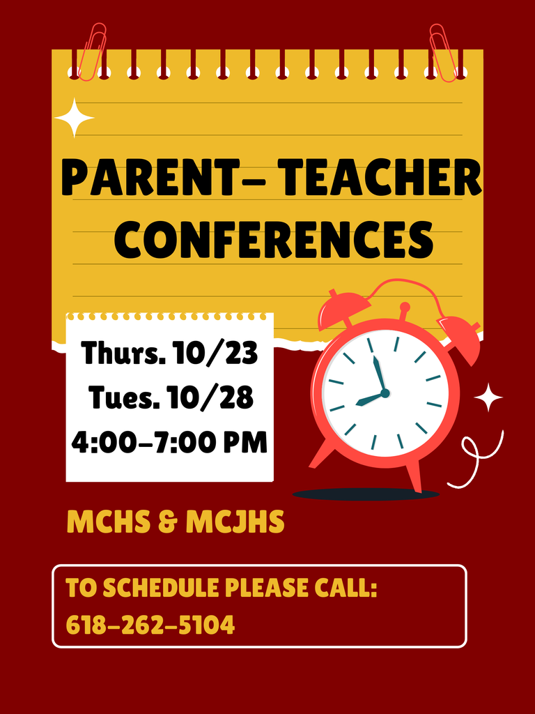 Graphic: Thursday 10/23 and Tuesday 10/28 from 4 to 7 PM. Call 618-262-5104 to schedule a conference.