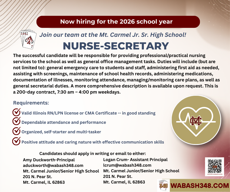 nurse secretary employment position now hiring at MCJSHS