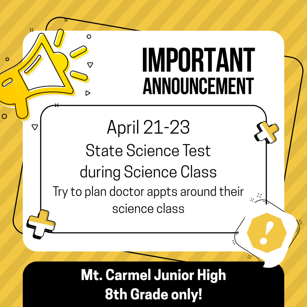 8th Grade Students will be taking the ISA science assessment next Tuesday-Thursday in their science classes. Please have your  Chromebook charged 