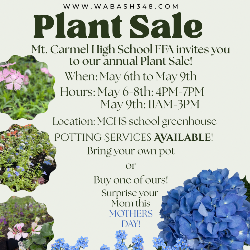 MCHS FFA Plant Sale May 6th -9th, 2026
