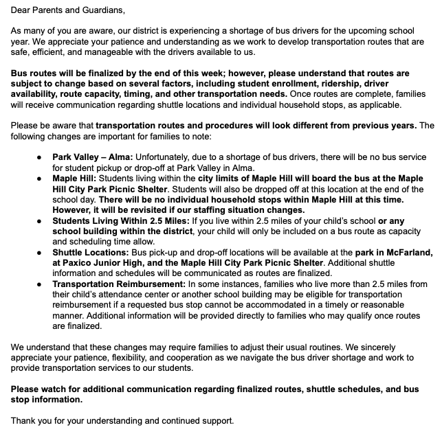 Transportation & Busing Info