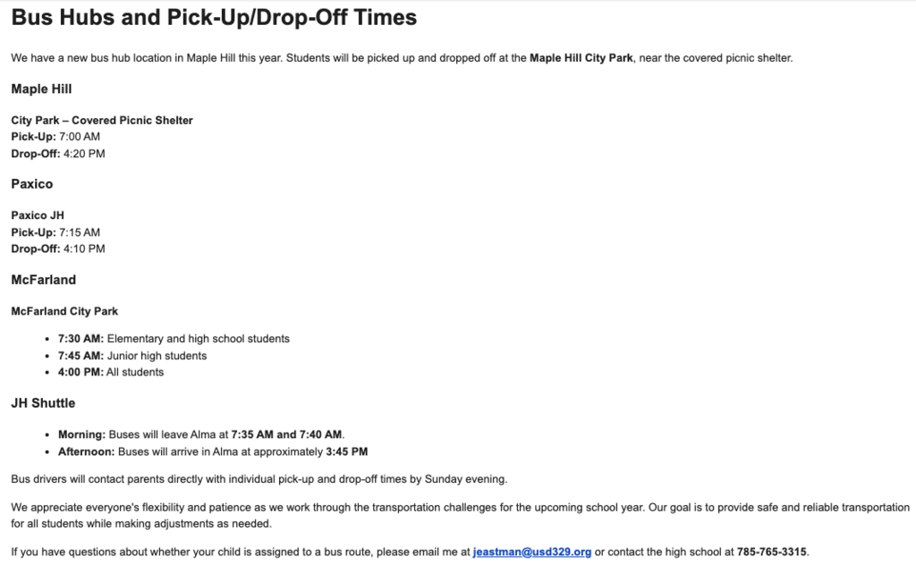 Bus Hub Information