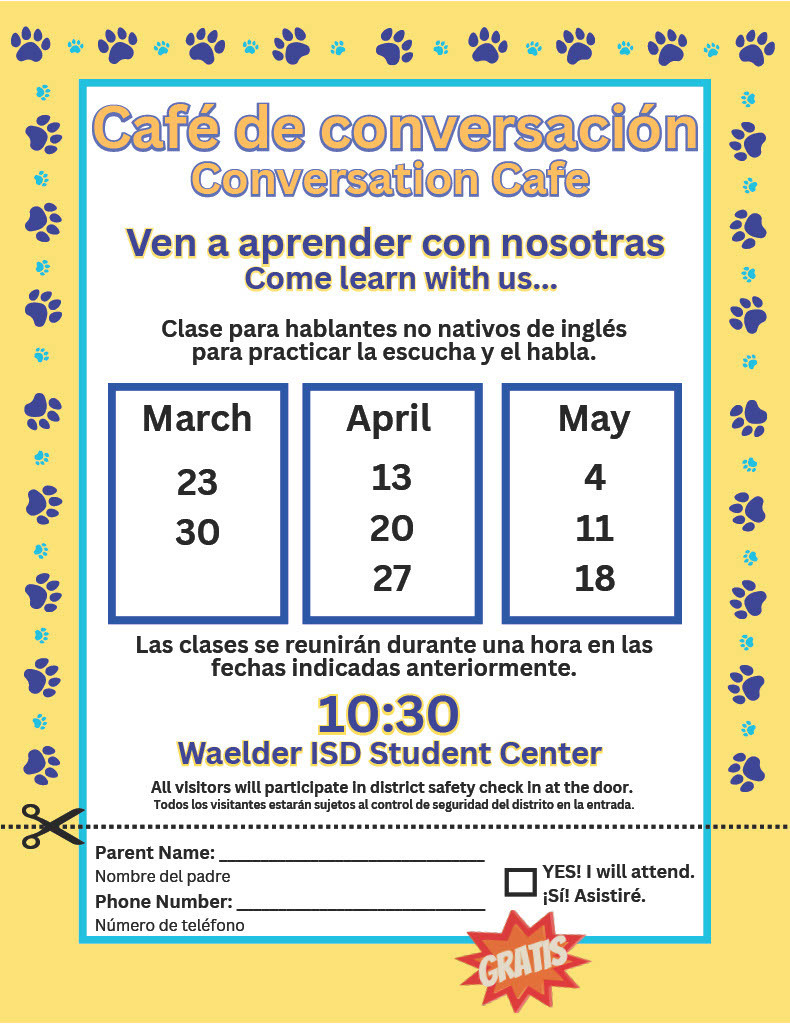 Conversation Cafe @ Waelder ISD Student Center