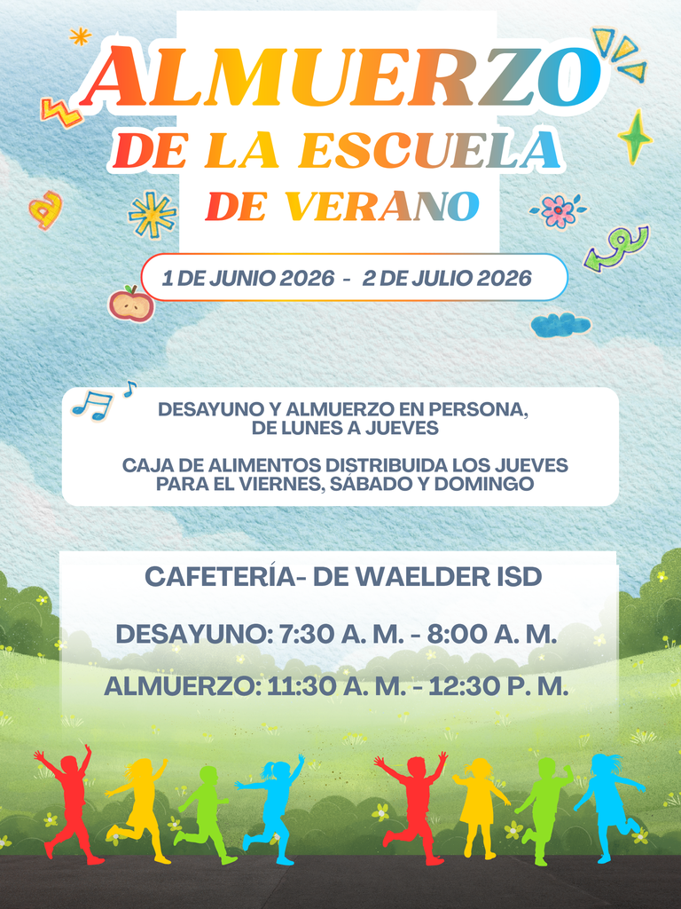 Summer School Lunch Schedule in Spanish