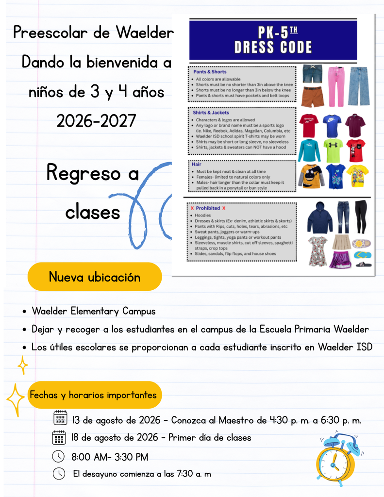 Prek Back to School Flyer (spanish)