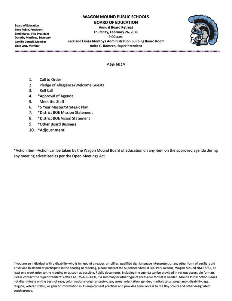 February 26, 2026 Board Retreat Agenda 