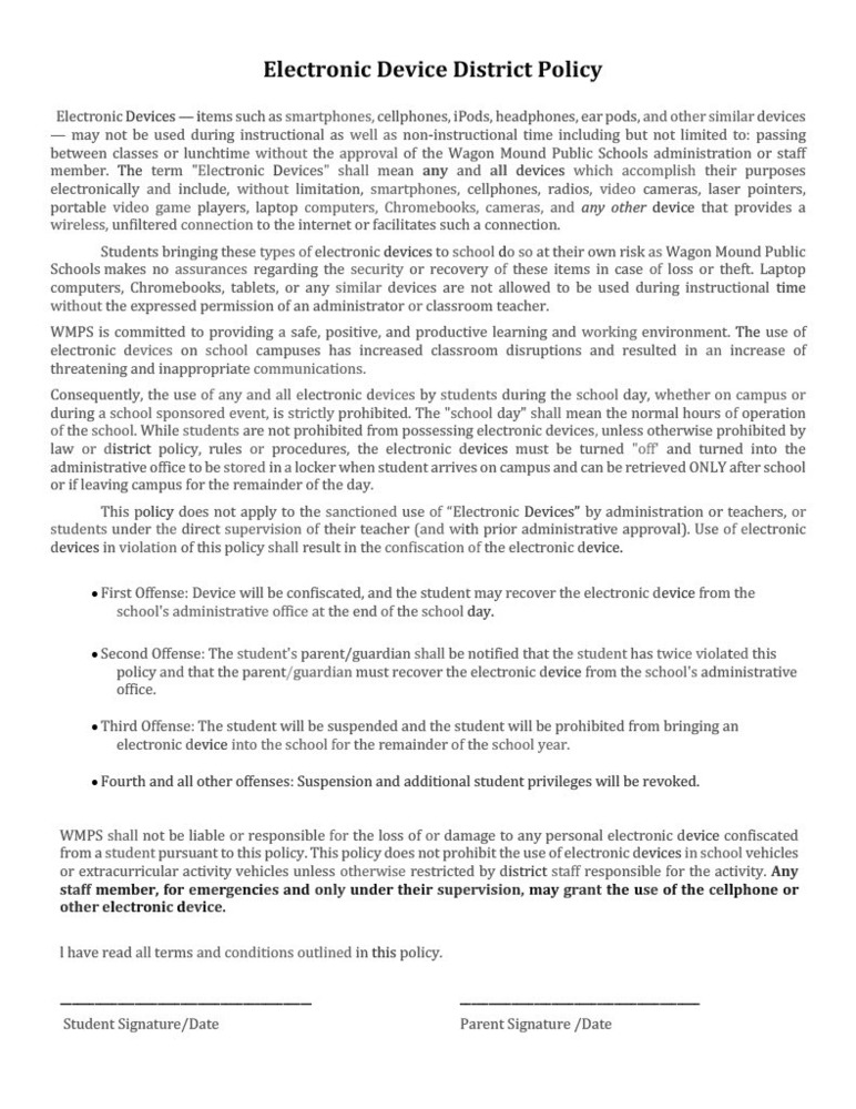 Electronic Device Policy