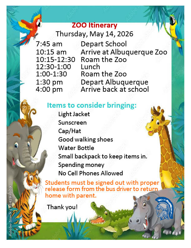 Elementary Zoo Trip Schedule