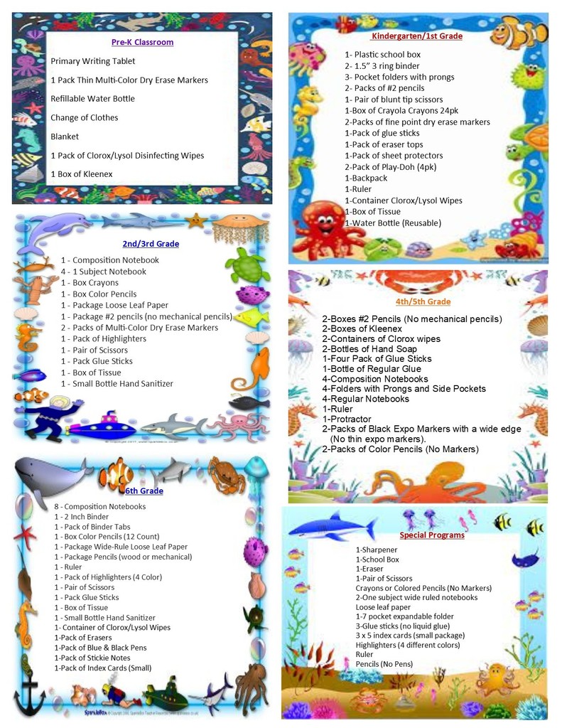 Elementary School Supply Lists 25-26