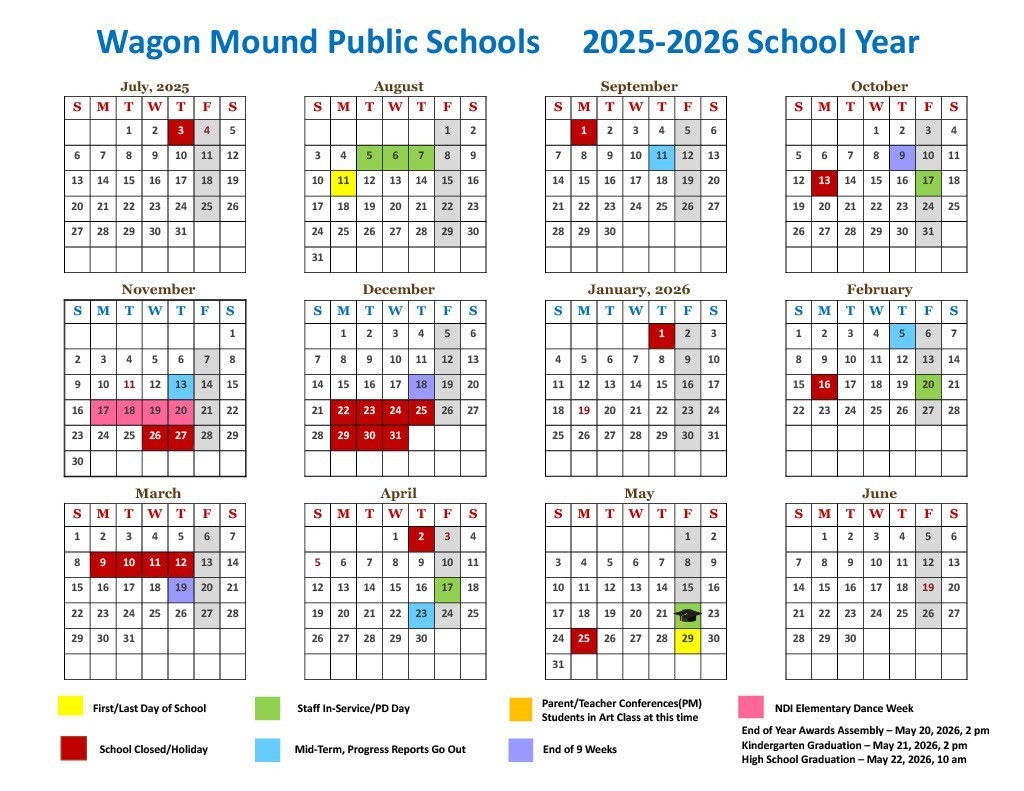 WMPS School Calendar 25-26