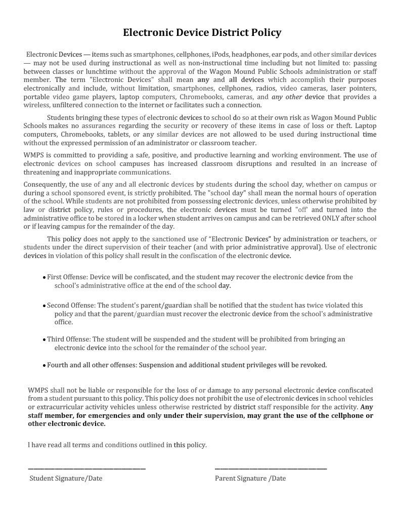 Electronic Device District Policy 2025