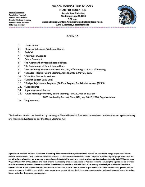 June 24, 2026 Board Meeting