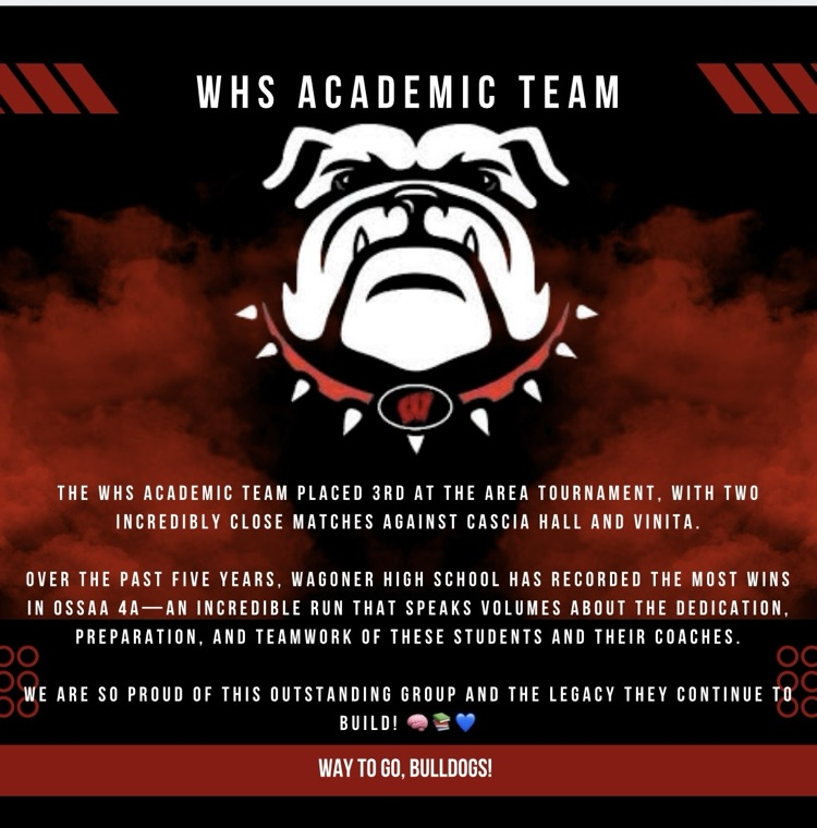 whs academic team places third in area 