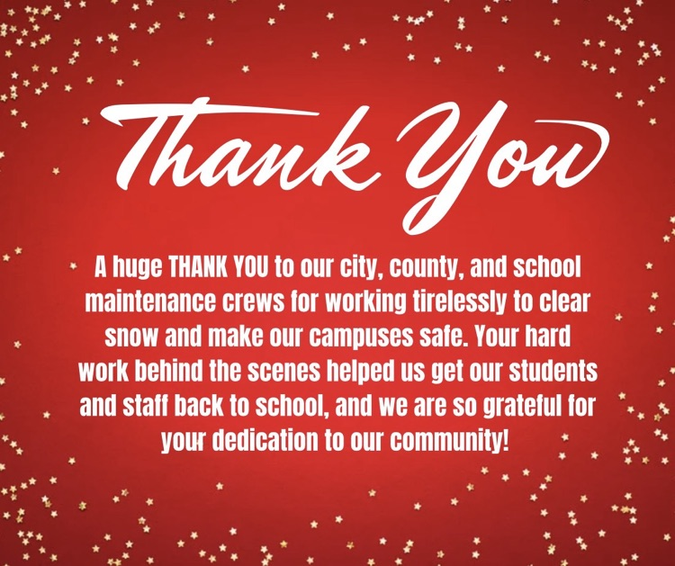 thank you for helping clear the snow to return to school
