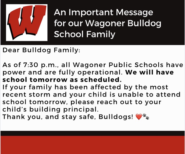 school update we do have school tomorrow