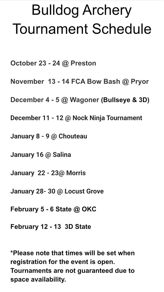 archery schedule 