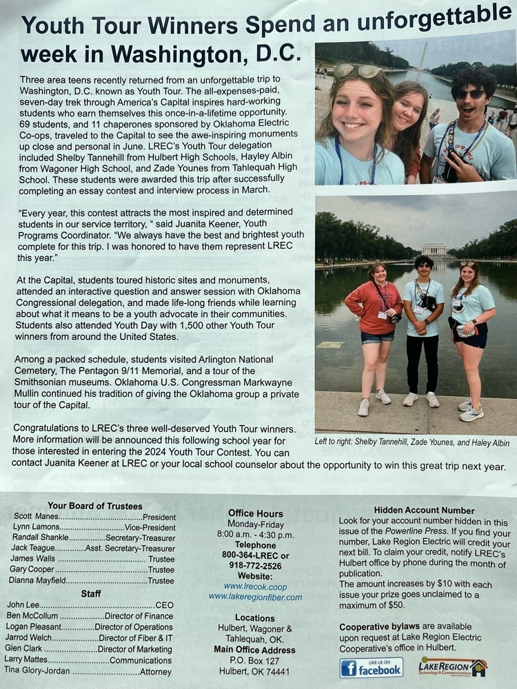 news paper article of Hayley Albin winning an essay contest and spending a week in Washington D.C.