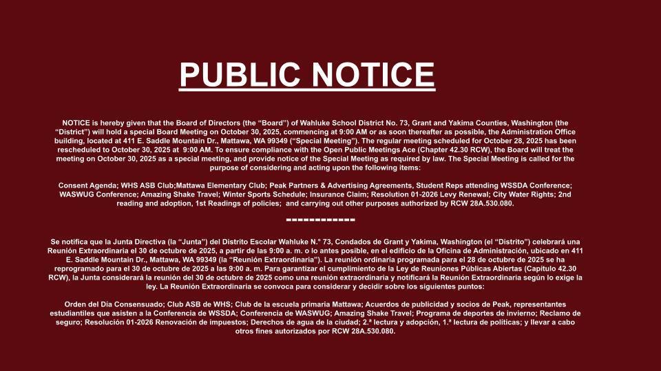 Special Board Meeting