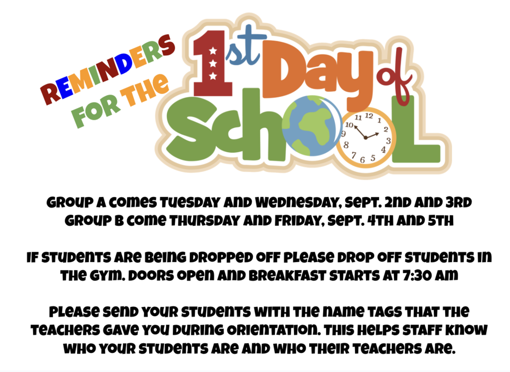 First week at Mattawa Elementary Reminders