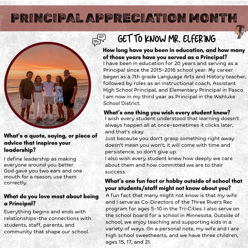 Principal Appreciation Month - Mr. Elfering