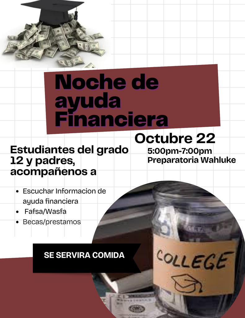 Financial Aid night - flyer in English
