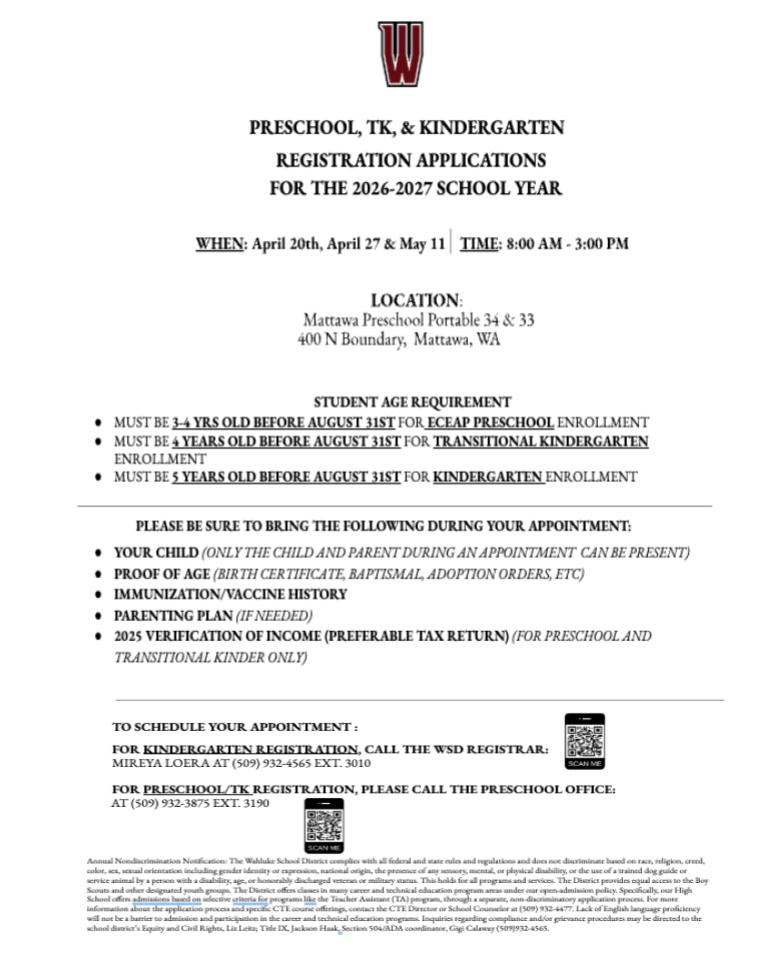 2026–2027 TK, Preschool, and Kindergarten Registration Information