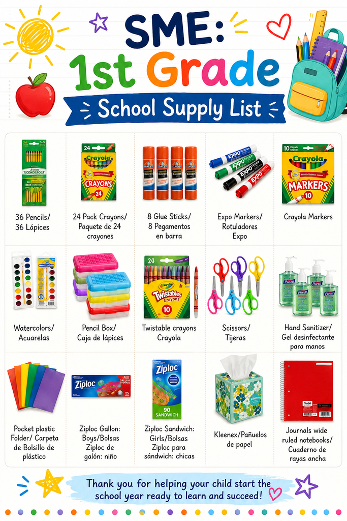 first grade supplies list 