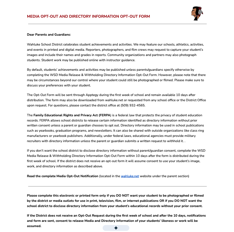 Media Opt Out Form - English