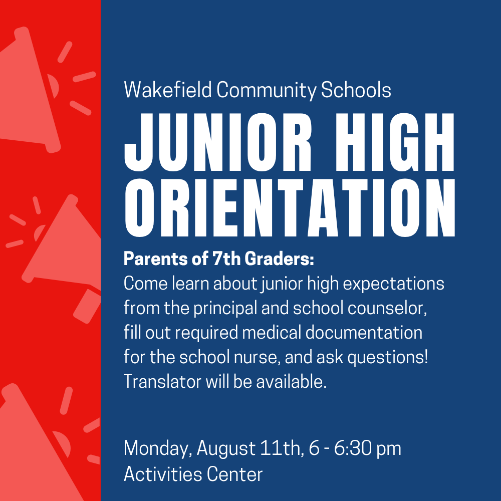 7th Grade Orientation Event Announcement