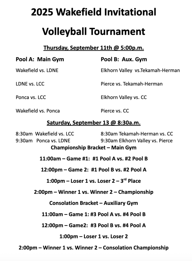 Wakefield Volleyball, Home Tournament 9/11/25