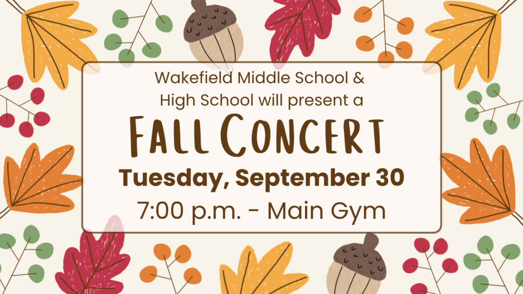 Fall Music Concert @ Main Gym on 9/30 7pm 