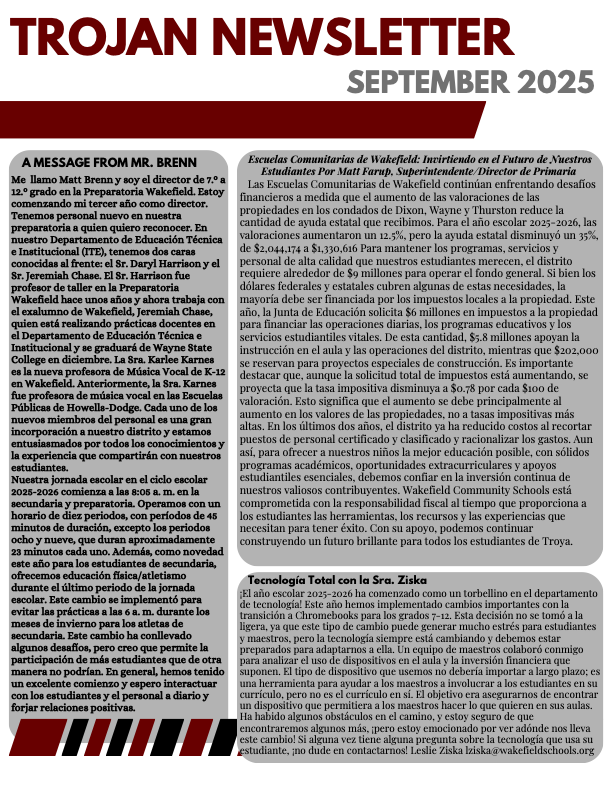 Spanish Sept 📰 Trojan Newsletter 📰