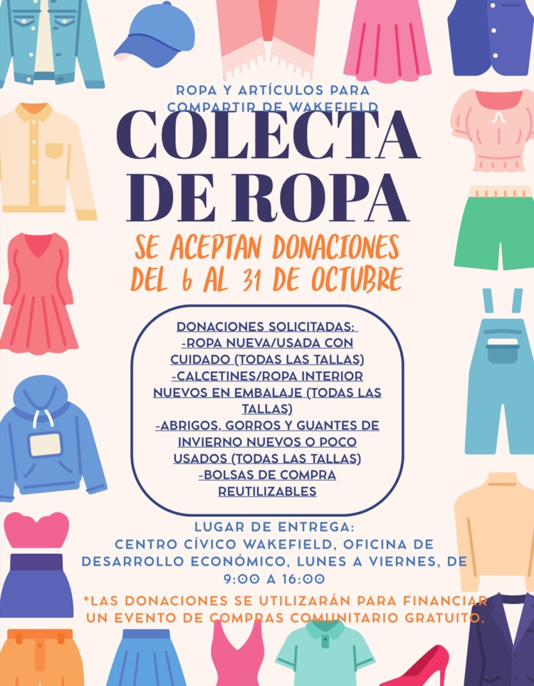 Need an excuse to clean out your closet? We've got one for you! Please make sure donated clothing is clean and in good condition! More information on the first ever Wakefield Wear and Share is coming soon!