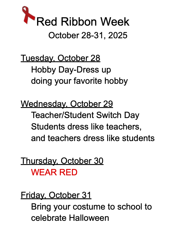 Red Ribbon Week Dress Up Days