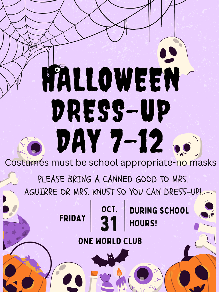 🎃💀 7th-12th grade students - remember to bring a canned good to participate. 🐈⬛