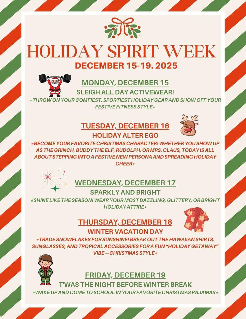 Holiday Spirit Week Dress Up Days 