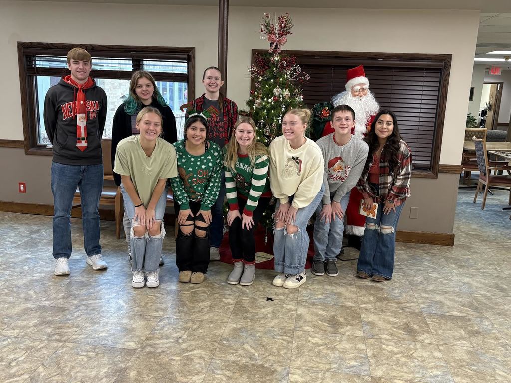NHS members at the Care Center celebrating Christmas 