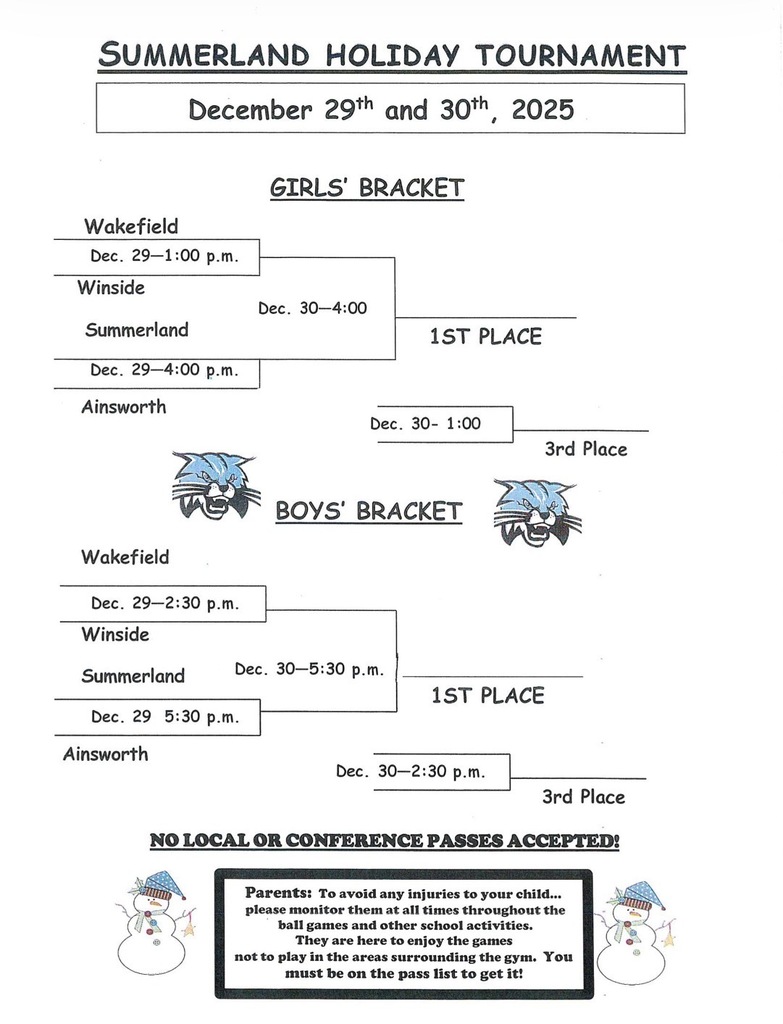 Girls and Boys Basketball Holiday Tournament @ Summerland 