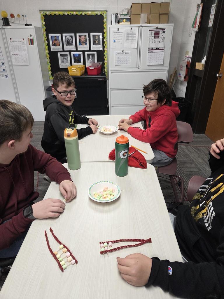 Julie Schultz from the UNL Extension office is spending some time during the next couple of weeks with our 6th graders, teaching them about DNA. Students will be learning how our DNA impacts what we look like, among other things. Our first day was yummy!