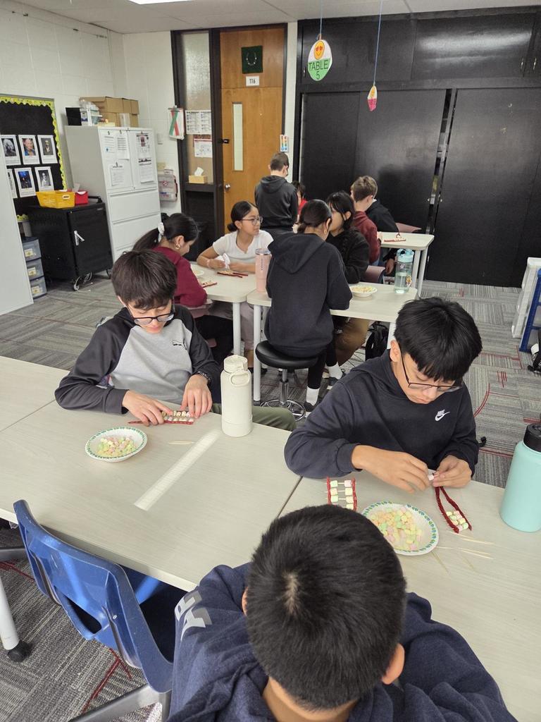 Julie Schultz from the UNL Extension office is spending some time during the next couple of weeks with our 6th graders, teaching them about DNA. Students will be learning how our DNA impacts what we look like, among other things. Our first day was yummy!