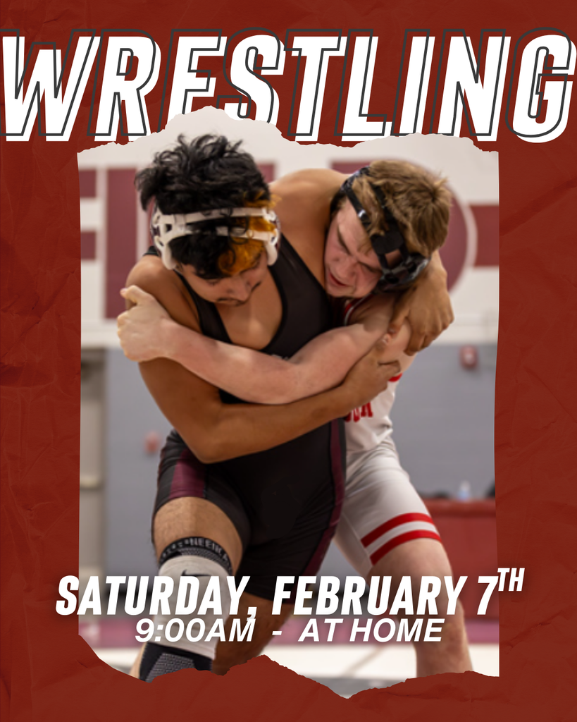 boys wrestling flyer for the home meet on 2/7