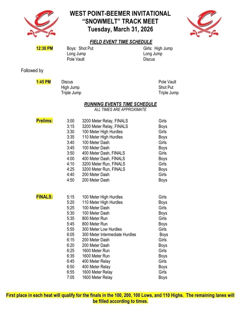 West Point Track Meet Schedule 