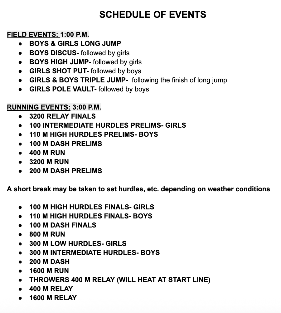 HS Track Meet @ Home 