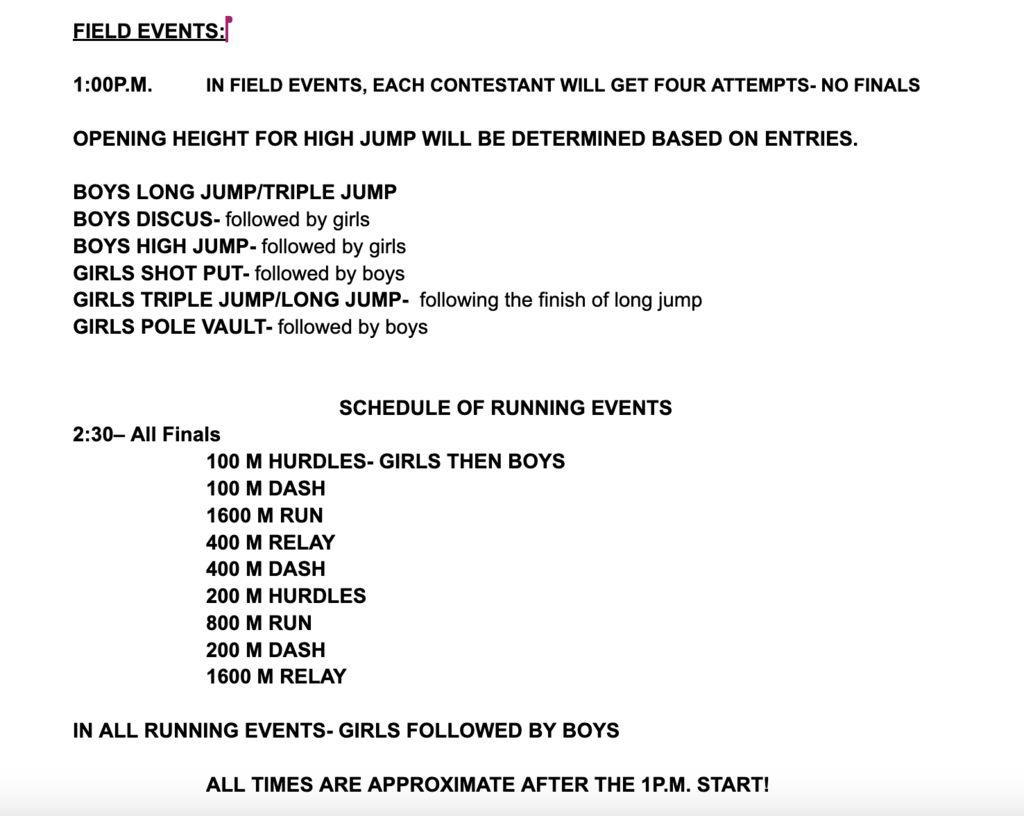 JH Home Track Meet