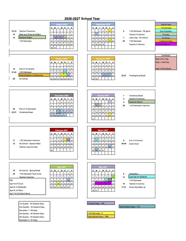 2026 School Calendar