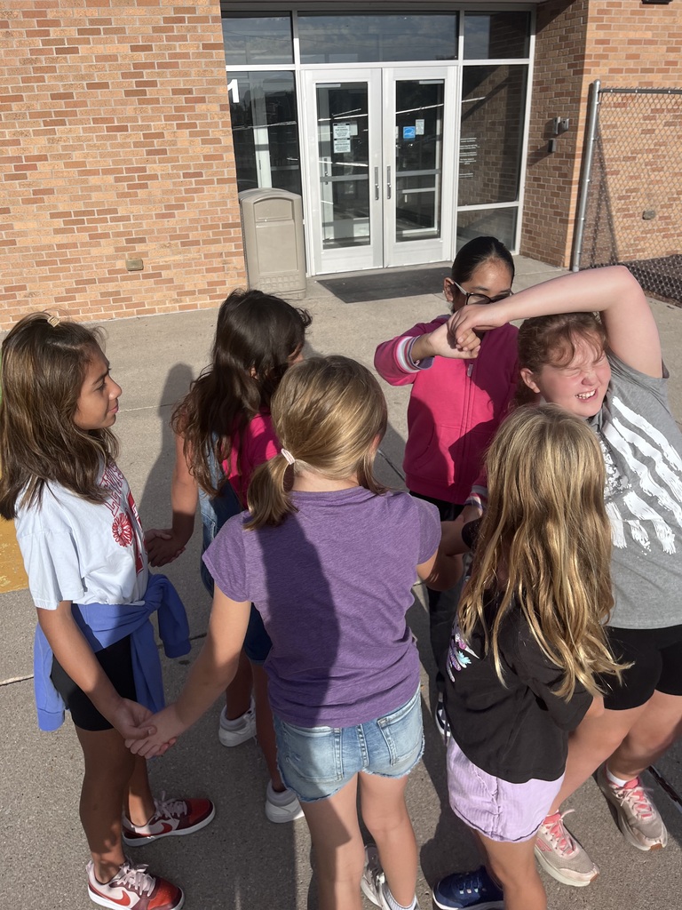 5th graders practicing their teamwork with the Human Knot