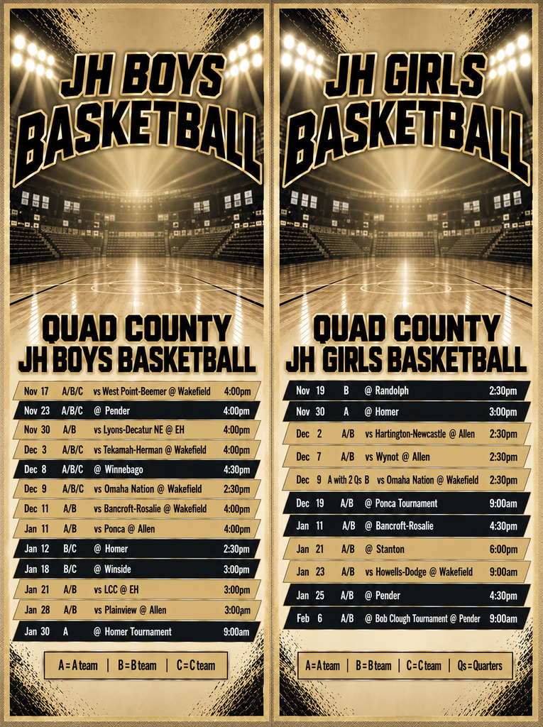 JH basketball schedule 